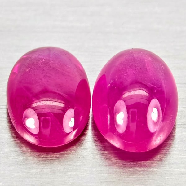 Natural Pink Red Jonson Ruby 1.36 Ct. 2 Pcs Oval Cabochon Shape 6.2 x 4.2  Mm Gemstones from (1 of 3)