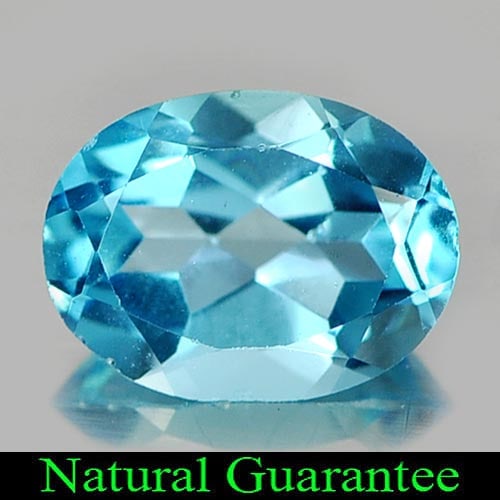 Natural Swiss Blue Topaz 1.36 Ct. Oval Shape 8 x 6 Mm Gemstone From Brazil: Product ID: 807161845 Product Name: Natural Blue Topaz Weight: 1.36 CT. Size: 8 x 6 x 3.8 MM. Shape: Oval Color: Swiss Blue Clarity:VSI Luster: Good Gems Origin: Brazil Treatment: Treated Crystal Stru