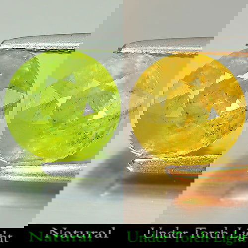 Natural Green Titanium Sphene Red Spark 2.55 Ct. Round Shape 8 Mm. Gemstone Unheated (1 of 3)