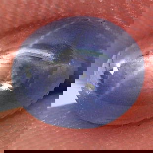 Natural Unheated Blue Star Sapphire 6 Rays 0.99 Ct. Oval Cabochon Shape 6 x 5.3 Mm. Gemstone: Product ID: 806149403 Product Name: Natural Star Sapphire Weight: 0.99 CT. Size: 6 x 5.3 x 3 MM. Shape: Oval Cabochon Color: Blue Clarity:Opaque Luster: Good 6 Rays Star Gems Origin: Thailand Treatmen