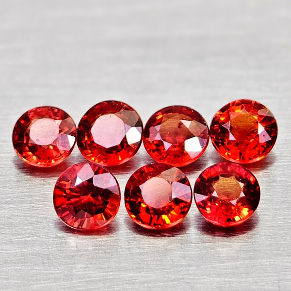 Natural Orangish Red Songea Sapphire 1.13 Ct. 7 Pcs Round Shape 3 Mm Gemstones From Tanzania: Product ID: 806162354 Product Name: Natural Red Sapphire Weight: 1.13 CT. Size: 3 x 3 x 1.9 MM. Shape: Round Color: Orange Red Clarity:VVS - VSI Luster: Good Gems Origin: Tanzania Treatment: Heated Cr