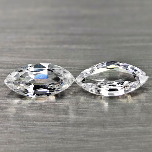 Natural White Zircon 1.62 Ct. 2 Pcs. Marquise Shape 7.9 x 3.8 Mm Gemstones From Cambodia: Product ID: 807742937 Product Name: Natural Zircon Weight: 1.62 CT. Size: 7.9 x 3.8 x 2.9 MM. Shape: Marquise Color: White Clarity:VSI Luster: Good Gems Origin: Cambodia Treatment: Heated Crystal Stru