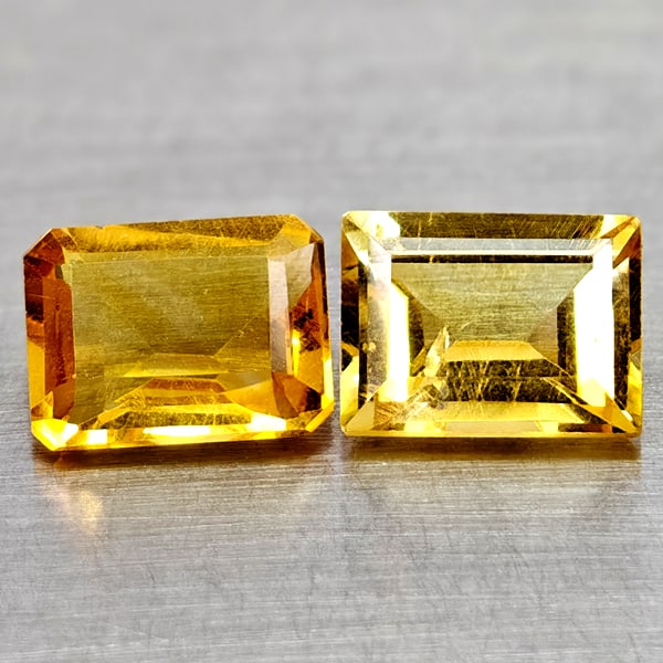 Natural Yellow Citrine 2.99 Ct. 2 Pcs Mixed Shape 8.2 x 6.1 Mm Gemstones From Brazil: Product ID: 801815076 Product Name: Natural Citrine Weight: 2.99 CT. Size: 8.2 x 6.1 x 3.8 MM. Shape: Baguette Color: Yellow Clarity:VSI Luster: Good Gems Origin: Brazil Treatment: Unheated Crystal St