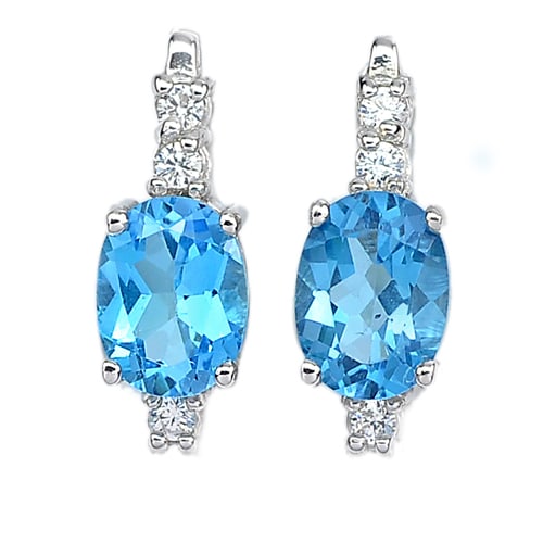 Natural Swiss Blue Topaz 925 Sterling Silver Earrings Jewelry 4.24 Grams (1 of 3)