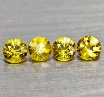 Natural Yellow Sapphire 0.84 Ct 4 Pcs Round Diamond Cut 3.5 Mm Gemstones From Thailand: Product ID: 806162310 Product Name: Natural Yellow Sapphire Weight: 0.84 CT. Size: 3.5 x 3.5 x 2.4 MM. Shape: Round Diamond Cut Color: Yellow Clarity:VSI Luster: Good Gems Origin: Thailand Treatment: