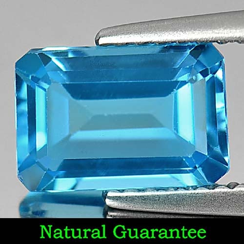 Natural Swiss Blue Topaz 2.29 Ct. Octagon Shape 9 x 6.1 Mm Gemstone From Brazil: Product ID: 807163821 Product Name: Natural Blue Topaz Weight: 2.29 CT. Size: 9 x 6.1 x 4.2 MM. Shape: Octagon Color: Swiss Blue Clarity:VVS Luster: Good Gems Origin: Brazil Treatment: Treated Crystal