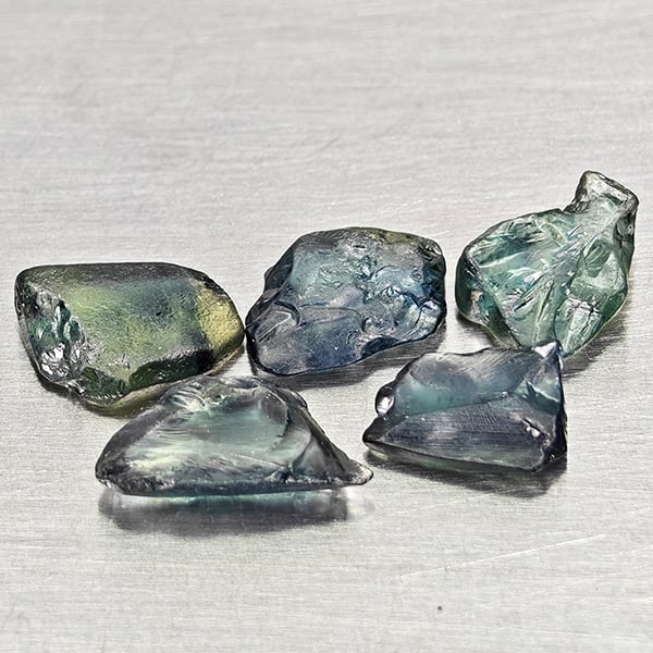 Natural Unheated Greenish Blue Sapphire 2.70 Ct. 5 Pcs Rough Shape Gemstones from Madagascar (1 of 3)