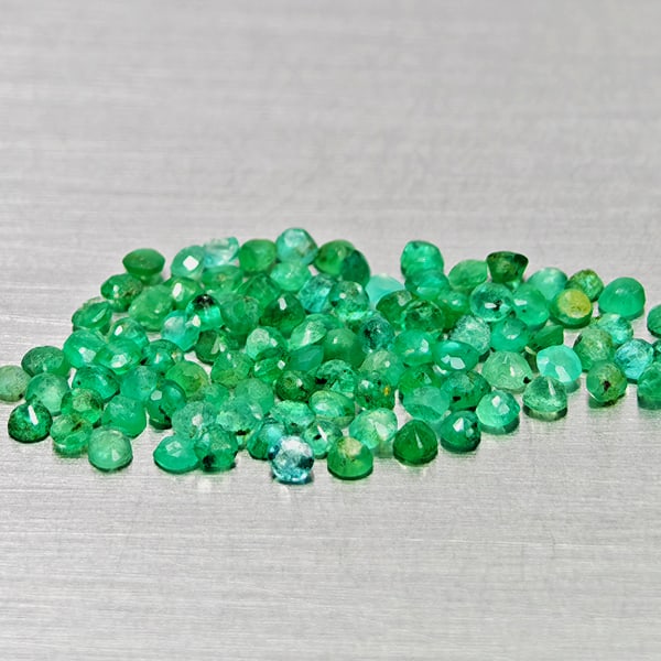 Natural Green Emerald 1.43 Ct. 100Pcs Round Shape 1.6 Mm Gemstones From Columbia (1 of 3)