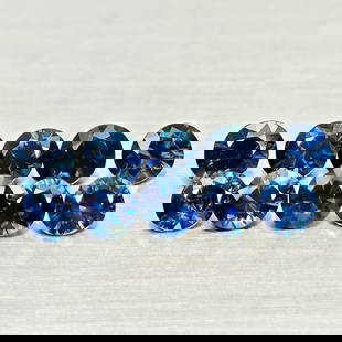 Natural Blue Sapphire 1.52 Ct. 10 Pcs Round Diamond Cut 3.4 Mm. Gemstones From Madagascar: Product ID: 806012181 Product Name: Natural Blue Sapphire Weight: 1.52 CT. Size: 3.4 x 3.4 x 2.3 MM. Shape: Round Diamond Cut Color: Blue Clarity:VSI Luster: Good Gems Origin: Madagascar Treatment: He