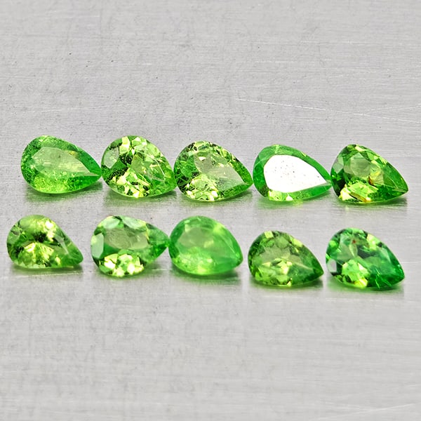 Natural Green Tsavorite Garnet 1.41 Ct.10 Pcs Pear Shape Gemstones from Tanzania (1 of 3)