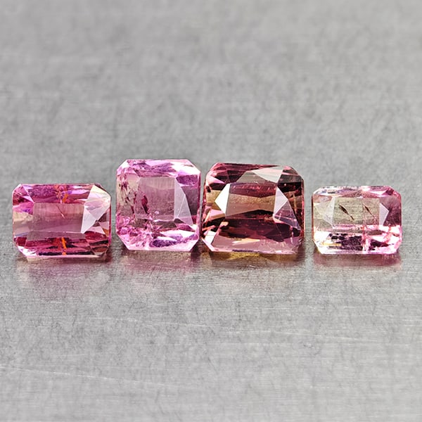 Natural Party Color Pink Tourmaline 2.72 Ct. 4 Pcs Octagon Shape Gemstones From Nigeria (1 of 3)