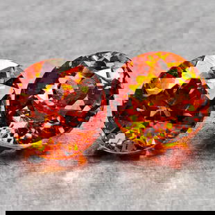 Natural Orange Red Spessartine Garnet 1.18 Ct. 2 Pcs Round Shape 4.5 Mm Gemstones From Tanzania: Product ID: 802936495 Product Name: Natural Spessartine Weight: 1.18 CT. Size: 4.5 x 4.5 x 3.3 MM. Shape: Round Color: Orangish Red Clarity:VSI Luster: Very Good Gems Origin: Tanzania Treatment: Unhea