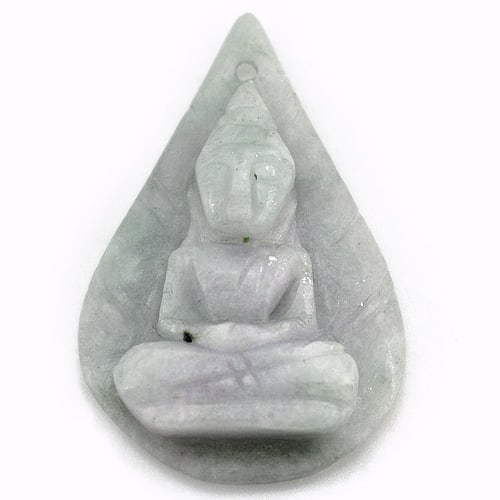Natural White Green Jade Buddha Carving with Drilled 51.81 Ct. Gemstone Unheated: Product ID: 819812029 Product Name: Natural Jade Weight: 51.81 CT. Size: 36 x 25 x 9 MM. Shape: Buddha Carving Color: Green Clarity:Opaque Luster: Good Gems Origin: Thailand Treatment: Unheated Crysta