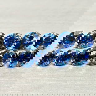 Natural Blue Sapphire 1.63 Ct. 10 Pcs Round Diamond Cut 3.2 Mm Gemstones From Madagascar: Product ID: 806012180 Product Name: Natural Blue Sapphire Weight: 1.63 CT. Size: 3.2 x 3.2 x 2.2 MM. Shape: Round Diamond Cut Color: Blue Clarity:VSI Luster: Good Gems Origin: Madagascar Treatment: He