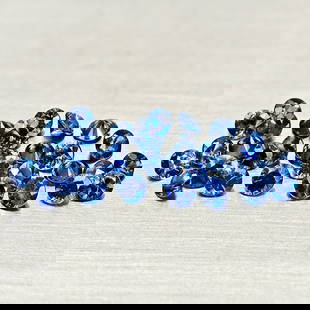 Natural Blue Sapphire 1.45 Ct. 30 Pcs Round Diamond Cut 2.2 Mm. Gemstones From Madagascar: Product ID: 806012196 Product Name: Natural Blue Sapphire Weight: 1.45 CT. Size: 2.2 x 2.2 x 1.4 MM. Shape: Round Diamond Cut Color: Blue Clarity:VSI Luster: Good Gems Origin: Madagascar Treatment: He