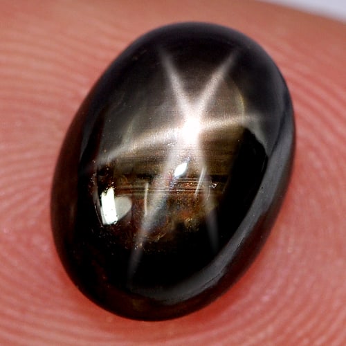 Natural Black Star Sapphire 4.02 Ct. Oval Cabochon Shape 9.9 x 7.3 Mm. Gemstone From Thailand (1 of 3)