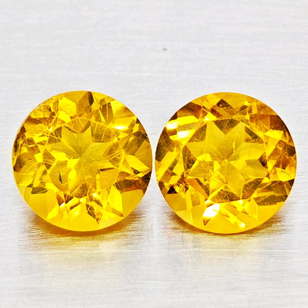 Natural Yellow Citrine 2.41 Ct. 2 Pcs Round Shape 7.1 Mm Gemstones From Brazil: Product ID: 801815362 Product Name: Natural Citrine Weight: 2.41 CT. Size: 7.1 x 7.1 x 4.3 MM. Shape: Round Shape Color: Yellow Clarity:VSI - SI1 Luster: Good Gems Origin: Brazil Treatment: Unheated C