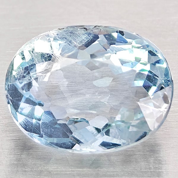 Natural Light Blue Aquamarine 1.54 Ct. Oval Shape 8.1 x 6.2 Mm Gemstone From Brazil: Product ID: 800812293 Product Name: Natural Aquamarine Weight: 1.54 CT. Size: 8.1 x 6.2 x 4.8 MM. Shape: Oval Shape Color: Light Blue Clarity:VSI - SI1 Luster: Good Gems Origin: Brazil Treatment: Unhe