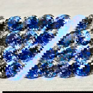 Natural Blue Sapphire 1.16 Ct. 20 Pcs Round Diamond Cut 2.4 Mm Gemstones From Madagascar: Product ID: 806012193 Product Name: Natural Blue Sapphire Weight: 1.16 CT. Size: 2.4 x 2.4 x 1.5 MM. Shape: Round Diamond Cut Color: Blue Clarity:VSI Luster: Good Gems Origin: Madagascar Treatment: He