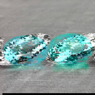 Natural Neon Blue Paraiba Color Apatite 0.92 Ct. 2 Pcs Oval Shape 5.5 x 4.1 Mm Gemstones From: Product ID: 800613609 Product Name: Natural Apatite Weight: 0.92 CT. Size: 5.5 x 4.1 x 3 MM. Shape: Oval Color: Neon Blue Clarity:VSI Luster: Good Gems Origin: Tanzania Treatment: Unheated Crystal Str