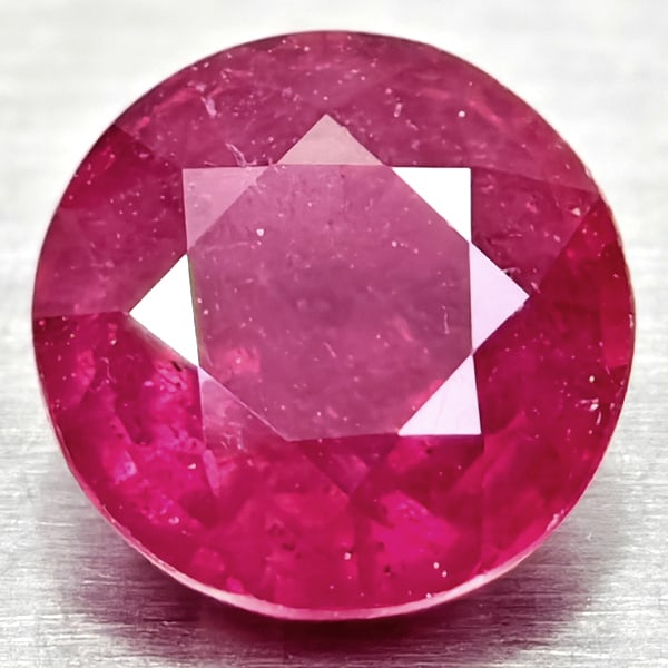 Natural Red Ruby 1.47 Ct. Round Shape 6.6 Mm. Gemstone From Madagascar (1 of 3)