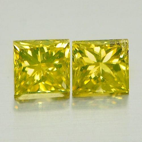 Natural Yellow Loose Diamond 0.17 Ct. 2 Pcs. Square Princess Cut 2.5 x 2.4 x 1.8 Mm.: Product ID: 802103808 Product Name: Natural Enhanced Diamond Weight: 0.17 CT. Size: 2.5 x 2.4 x 1.8 MM. Shape: Square Princess Cut Color: Yellow Clarity:VVS Luster: Good Gems Origin: Belgium Treatment