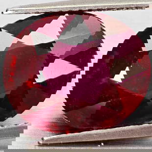 Natural Red Ruby 8.62 Ct. Oval Shape 13.1 x 11 Mm Gemstone From Madagascar: Product ID: 805935480 Product Name: Natural Ruby Weight: 8.62 CT. Size: 13.1 x 11 x 6.5 MM. Shape: Oval Color: Red Clarity:VSI Luster: Good Gems Origin: Madagascar Treatment: Heated (Lead-glass fillin