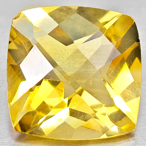 Natural Yellow Citrine 2.73 Ct. Cushion Checkerboard Cut 9.2 x 9.1 Mm Gemstone From Brazil (1 of 3)