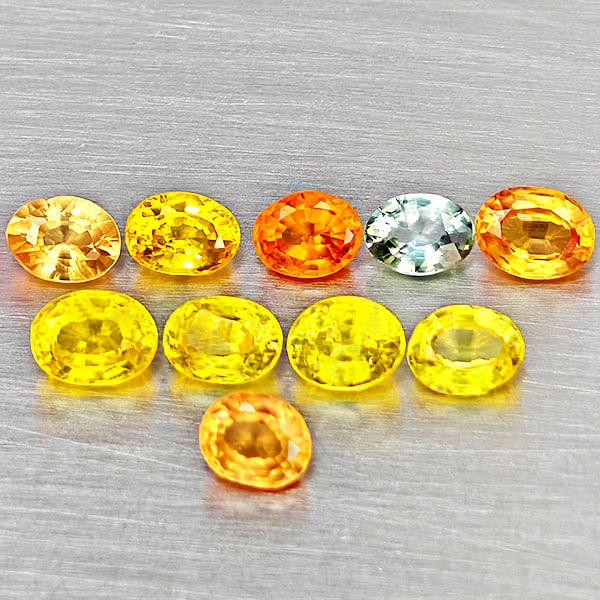 Natural Fancy Color Sapphire 2.04 Ct. 10 Pcs Oval Shape Gemstones From Tanzania (1 of 3)