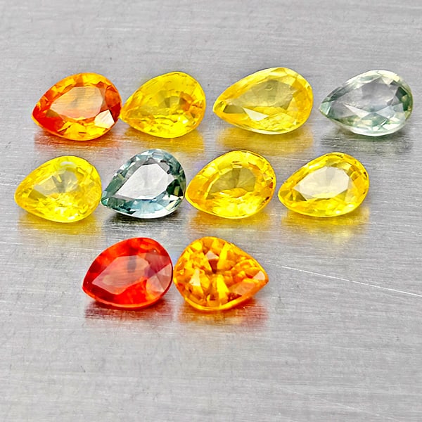 Natural Fancy Color Sapphire 1.80 Ct. 10 Pcs Pear Shape 4 x 3 Mm Gemstones From Tanzania: Product ID: 806162732 Product Name: Natural Fancy Color Sapphire Weight: 1.80 CT. Size: 4 x 3 x 1.8 MM. Shape: Pear Shape Color: Fancy Color Clarity:VVS - VSI Luster: Very Good Gems Origin: Tanzania T