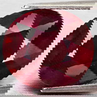 Natural Red Ruby 8.40 Ct. Oval Shape 12.4 x 10.8 Mm Gemstone From Madagascar: Product ID: 805935491 Product Name: Natural Ruby Weight: 8.40 CT. Size: 12.4 x 10.8 x 7.1 MM. Shape: Oval Color: Red Clarity:VSI Luster: Good Gems Origin: Madagascar Treatment: Heated (Lead-glass fill