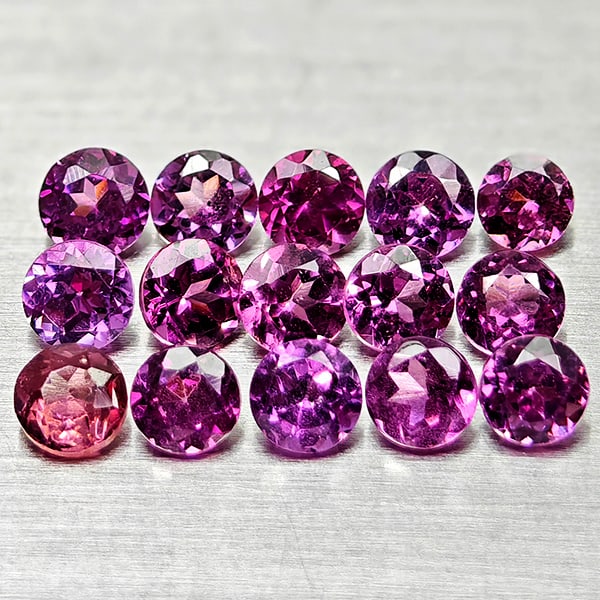 Natural Purplish Pink Rhodolite Garnet 1.32 Ct. 15 Pcs Round Shape 2.6 Mm Gemstones From Madagascar (1 of 3)