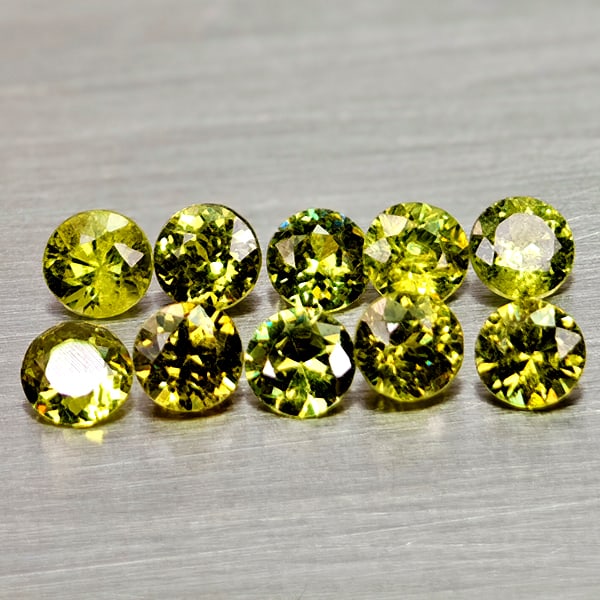 Natural Yellowish Green Demantoid Garnet 1.19 Ct. 10 Pcs Round Diamond Cut 3 Mm Gemstones (1 of 3)