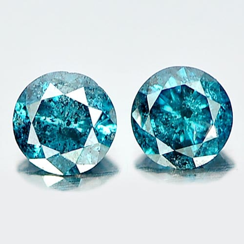 Natural Blue Loose Diamond 0.15 Ct. 2 Pcs. Round Brilliant Cut 2.6 Mm From Belgium: Product ID: 802103244 Product Name: Natural Enhanced Diamond Weight: 0.15 CT. Size: 2.6 x 2.6 x 1.6 MM. Shape: Round Brilliant Cut Color: Blue Clarity:SI1 Luster: Scintillating Gems Origin: Belgium Tr