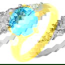 Natural Swiss Blue Topaz 3.36 Ct. and Diamond 0.35 Ct. 18K Solid Gold Jewelry 5.55 Grams Ring Size 7