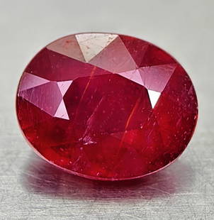 Natural Red Ruby 2.75 Ct. Oval Shape 8.6 x 6.9 Mm Gemstone From Madagascar: Product ID: 805935130 Product Name: Natural Ruby Weight: 2.75 CT. Size: 8.6 x 6.9 x 4.9 MM. Shape: Oval Color: Red Clarity:SI Luster: Good Gems Origin: Madagascar Treatment: Heated (Lead-glass filling