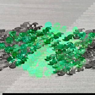 Natural Green Emerald 1.15 Ct. 79 Pcs Round Shape 1.5 Mm Gemstones From Columbia: Product ID: 802404772 Product Name: Natural Emerald Weight: 1.15 CT. Size: 1.5 x 1.5 x 1.1 MM. Shape: Round Color: Green Clarity:SI1 Luster: Good Gems Origin: Columbia Treatment: Unheated Crystal Stru