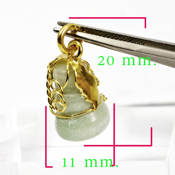 Natural Green Jade 19.98 Ct. Calabash Pendant Size 22 x 11 Mm. Gemstone (1 of 3)