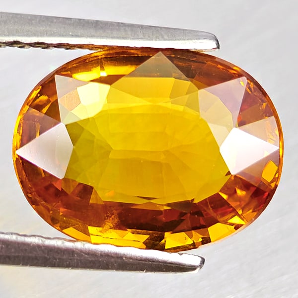 Natural Yellow Sapphire 2.62 Ct. Oval Shape 9.8 x 7.5 Mm Gemstone From Thailand: Product ID: 806162653 Product Name: Natural Sapphire Weight: 2.62 CT. Size: 9.8 x 7.5 x 3.7 MM. Shape: Oval Color: Yellow Clarity:IF Luster: Very Good Gems Origin: Thailand Treatment: Heated Crystal S