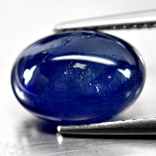 Natural Blue Sapphire 4.53 Ct. Oval Cabochon Shape 11 x 7.8 Mm. Gemstone From Madagascar: Product ID: 806009524 Product Name: Natural Blue Sapphire Weight: 4.53 CT. Size: 11 x 7.8 x 5 MM. Shape: Oval Cabochon Color: Blue Clarity:Opaque Luster: Good Gems Origin: Mardagascar Treatment: Heate