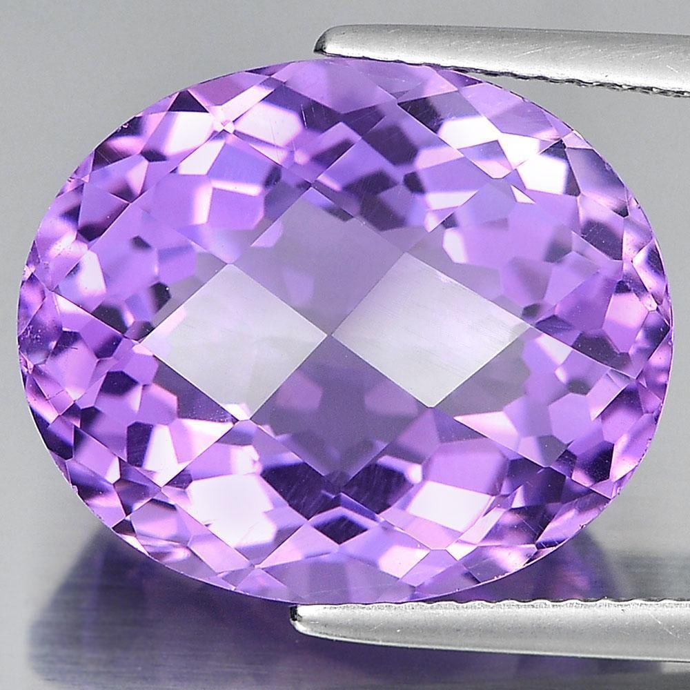 Natural Purple Amethyst 14.55 Ct. VVS Oval Checkerboard Cut 17.6 x 14.7 Mm. Gemstone From Brazil: Product ID: 800320621 Product Name: Natural Amethyst Weight: 14.55 CT. Size: 17.6 x 14.7 x 10.4 MM. Shape: Oval Checkerboard Color: Purple Clarity:VVS Luster: Very Good Gems Origin: Brazil Treatment: 