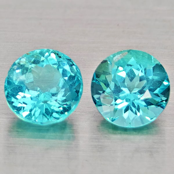 Natural Paraiba Color Apatite 1.20 Ct. 2 Pcs Round Shape 5.1 Mm Gemstones From Tanzania (1 of 3)