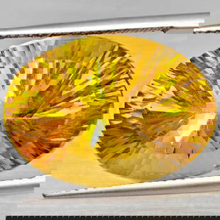Natural Yellow Citrine 14.04 Ct. Clean Oval Concave Cut 20 x 14.5 Mm Gemstone From Brazil: Product ID: 801815407 Product Name: Natural Citrine Weight: 14.04 CT. Size: 20 x 14.5 x 10.7 MM. Shape: Oval Concave Color: Yellow Clarity:VSI Luster: Good Gems Origin: Brazil Treatment: Unheated Crys