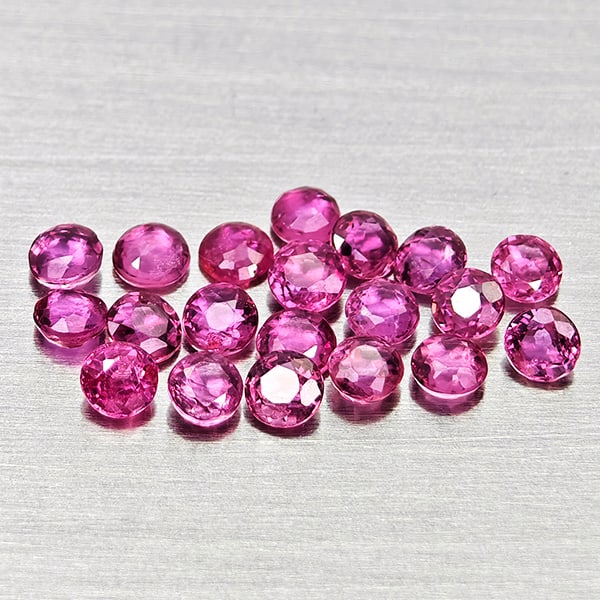 Natural Pinkish Red Ruby 1.18 Ct. 20 Pcs Round Shape 2.3 Mm Gemstones From Thailand (1 of 3)