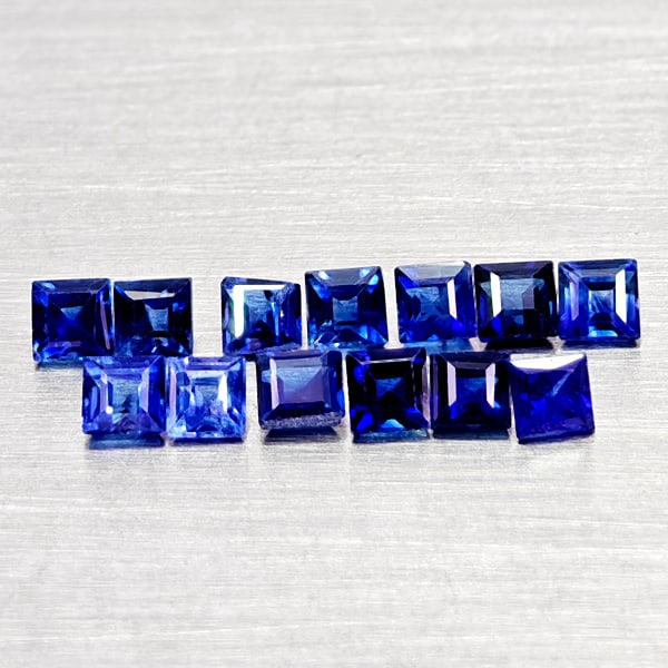Natural Blue Sapphire 0.78 Ct. 13 Pcs Square Shape 1.9 Mm Gemstones From Madagascar: Product ID: 806012084 Product Name: Natural Blue Sapphire Weight: 0.78 CT. Size: 1.9 x 1.9 x 1.3 MM. Shape: Square Color: Blue Clarity:VSI - SI1 Luster: Good Gems Origin: Madagascar Treatment: Heated 