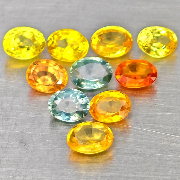 Natural Fancy Color Sapphire 1.99 Ct. 10 Pcs Oval Shape Gemstones From Tanzania: Product ID: 806162729 Product Name: Natural Sapphire Weight: 1.99 CT. Size: 4.1 x 3.2 x 1.7 to 3.8 x 3.1 x 2.1 MM. Shape: Oval Shape Color: Fancy Color Clarity:VSI Luster: Good Gems Origin: Tanzania T