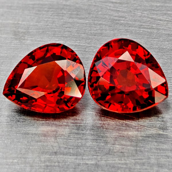 Natural Orange Red Spessartine Garnet 1.96 Ct. 2 Pcs Pear Shape 6.1 x 5.5 Mm Gemstones From Namibia: Product ID: 802937155 Product Name: Natural Garnet Weight: 1.96 CT. Size: 6.1 x 5.5 x 3.8 MM. Shape: Pear Shape Color: Orangish Red Clarity:VSI Luster: Good Gems Origin: Namibia Treatment: Unheated Cr