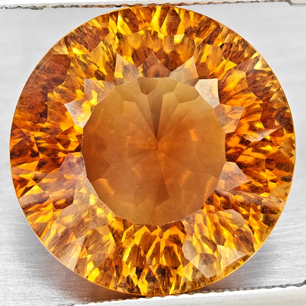 Natural Imperial Topaz 21.70 Ct. Round Concave Cut 17.5 Mm Gemstone From Brazil (1 of 3)