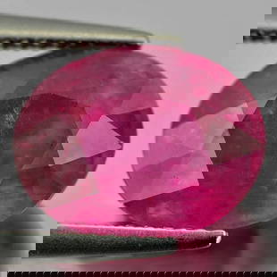 Natural Purplish Red Ruby 5.38 Ct. Oval Shape 11.3 x 9.1 Mm. Gemstone From Mozambique: Product ID: 805906507 Product Name: Natural Ruby Weight: 5.38 CT. Size: 11.3 x 9.1 x 6.2 MM. Shape: Oval Color: Purplish Red Clarity:VSI Luster: Good Gems Origin: Mozambique Nigeria Treatment: Heated