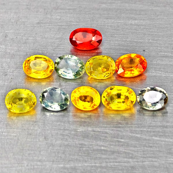 Natural Fancy Color Sapphire 1.97 Ct. 10 Pcs Oval Shape Gemstones From Tanzania: Product ID: 806162726 Product Name: Natural Sapphire Weight: 1.97 CT. Size: 3.7 x 3 x 2.1 MM. Shape: Oval Shape Color: Fancy Color Clarity:VSI Luster: Good Gems Origin: Tanzania Treatment: Heated Crys